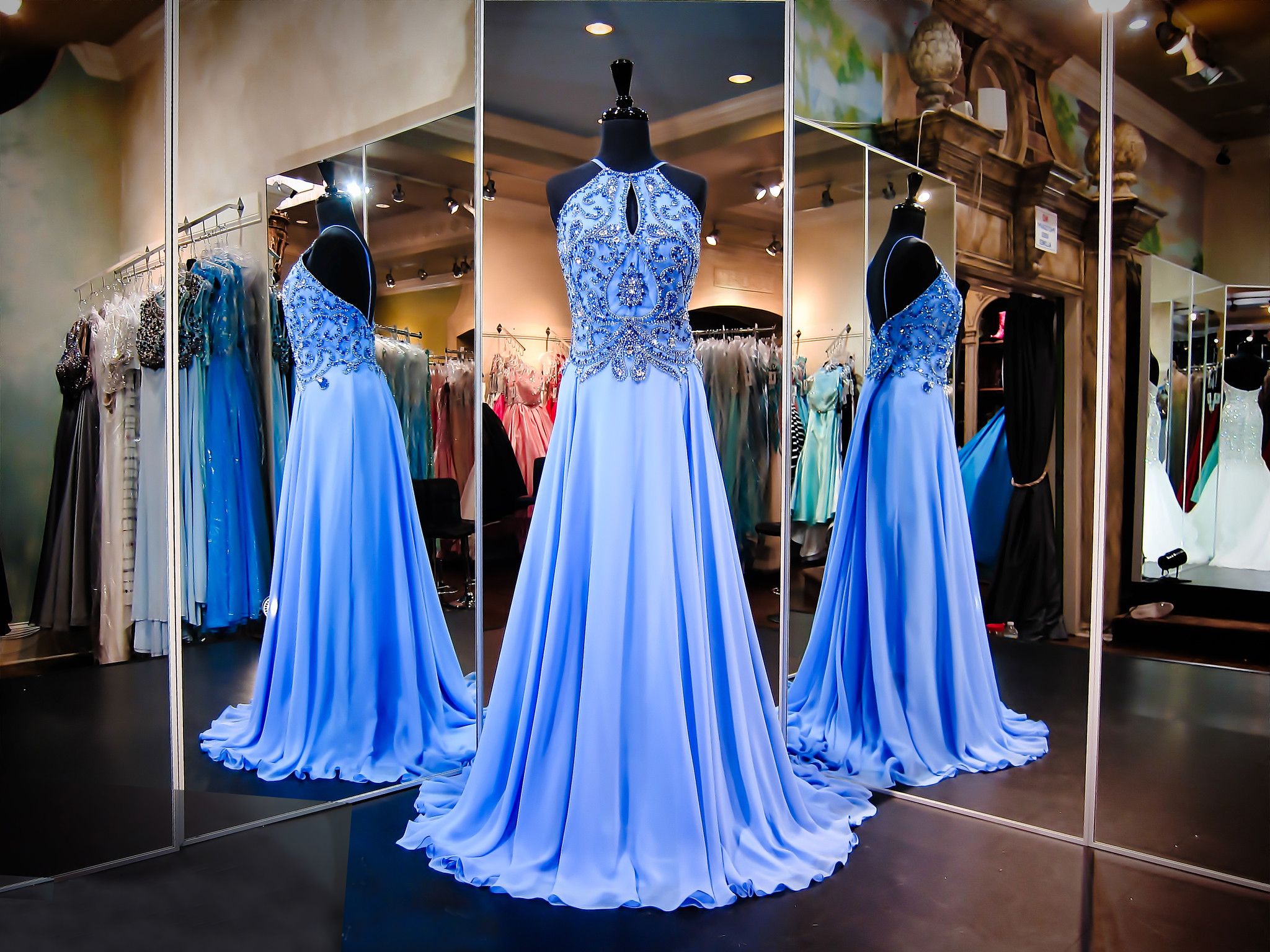 periwinkle blue evening gown