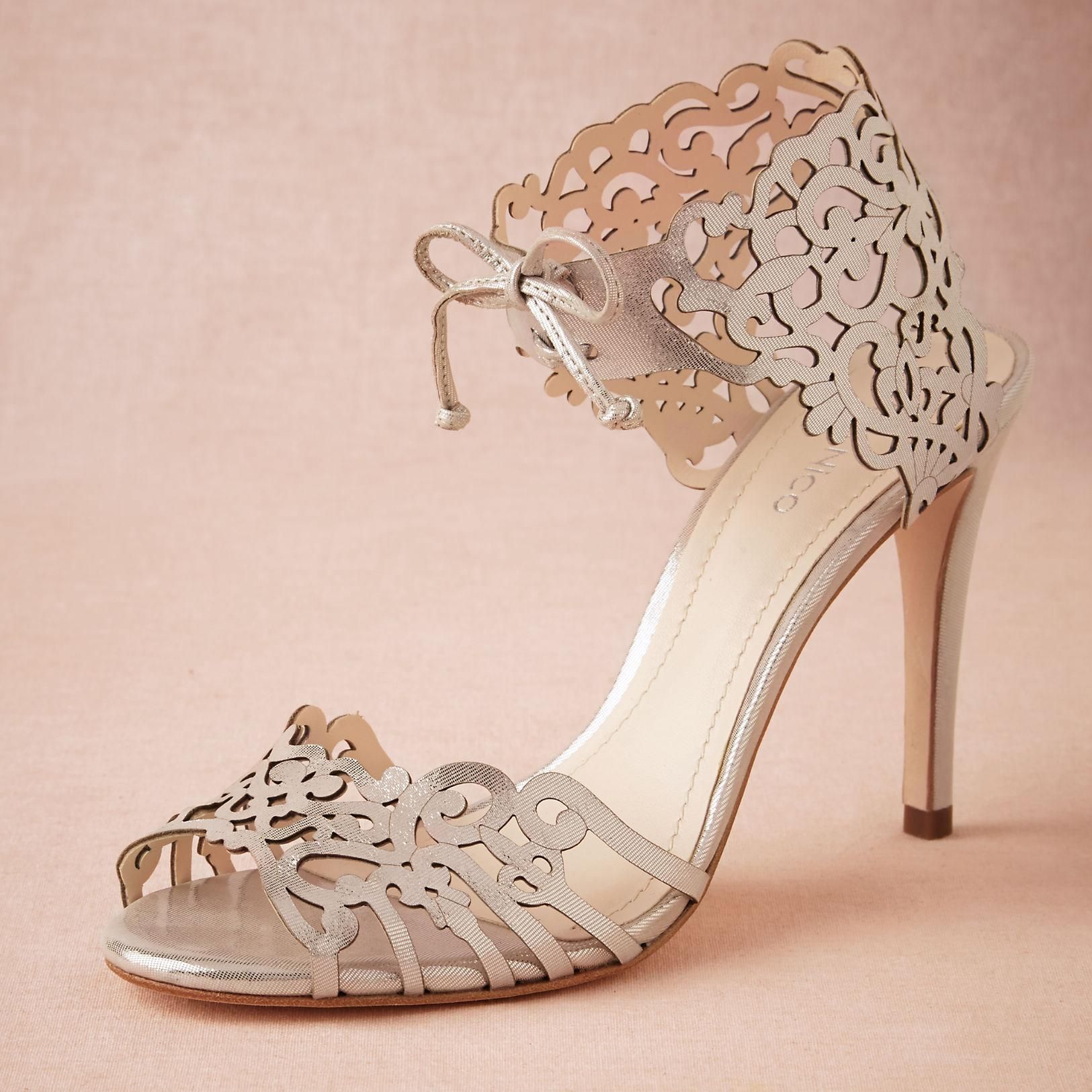 Modern Laser Cut Wedding Shoes Heels Custom Pumps Tie Closure
