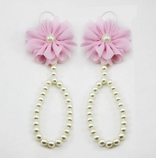 Cute Newborn Kids Baby Girl Sole Crib Barefoot Ring Sandals Flower Pearl Shoes