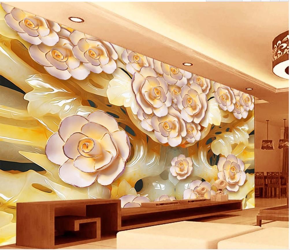 3d Wallpaper For Room Customized Wallpaper For Walls Flower Jade Carving Background Wall Modern Living Room Wallpapers From Yiwuwallpaper 5 98 Dhgate Com