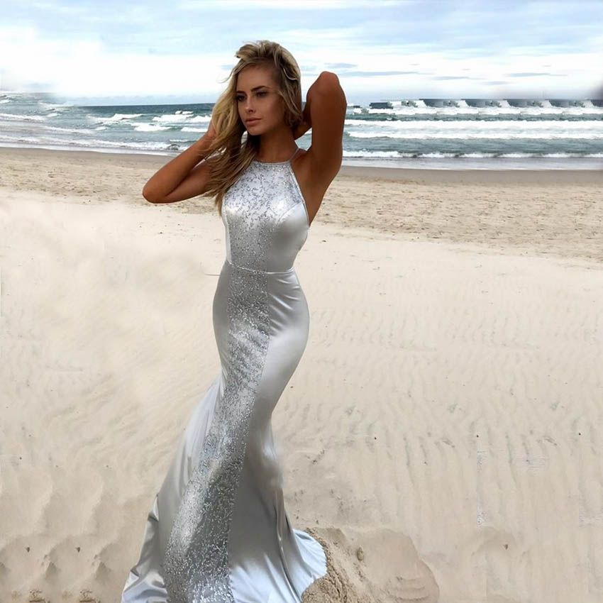Silver Lace Prom Dress Discount, 58 