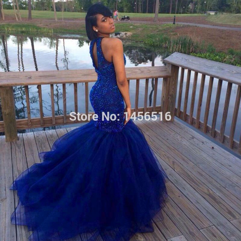 royal blue prom dresses mermaid style