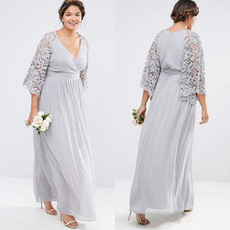 plus size gray bridesmaid dresses