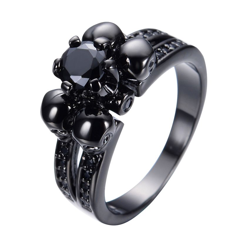 2019 Wholesale Halloween Party Vintage Black Sapphire Skull