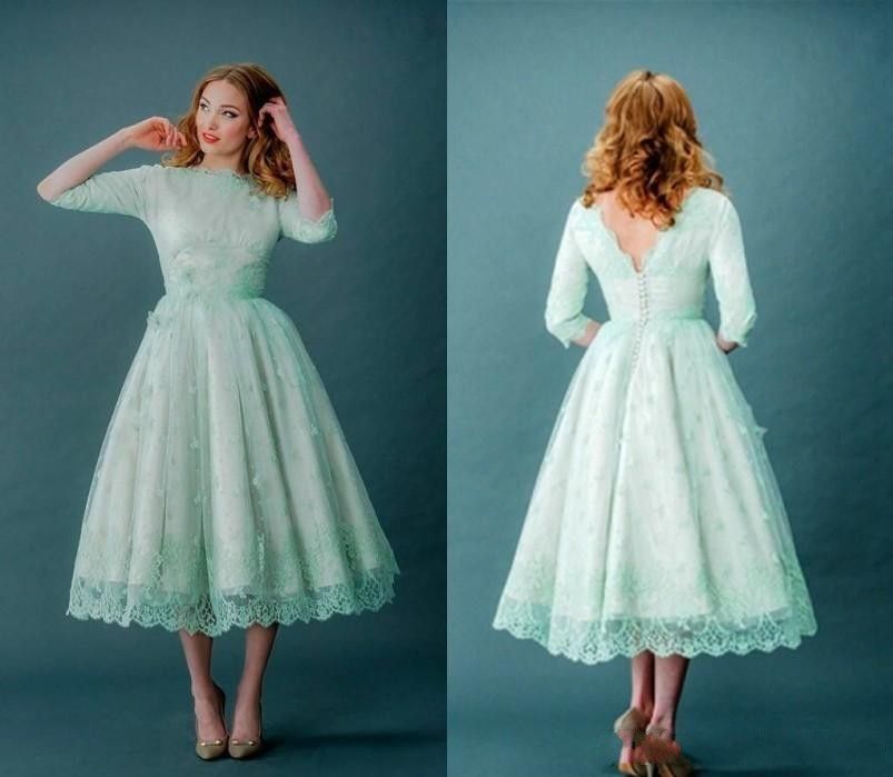 mint green lace dress with sleeves