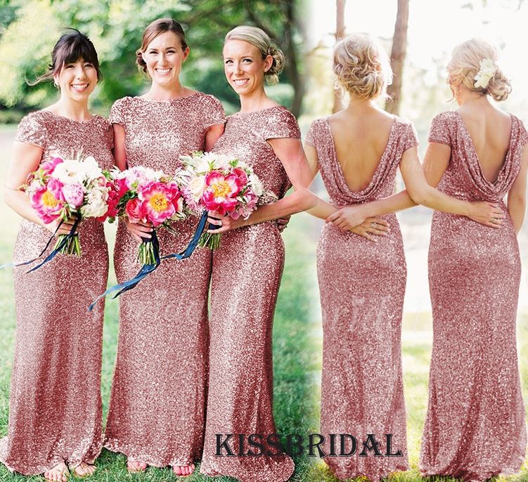 light pink sequin bridesmaid dress