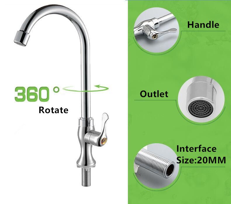 2020 Fashion Chrome Color Single Cold Kitchen Faucet With Abs