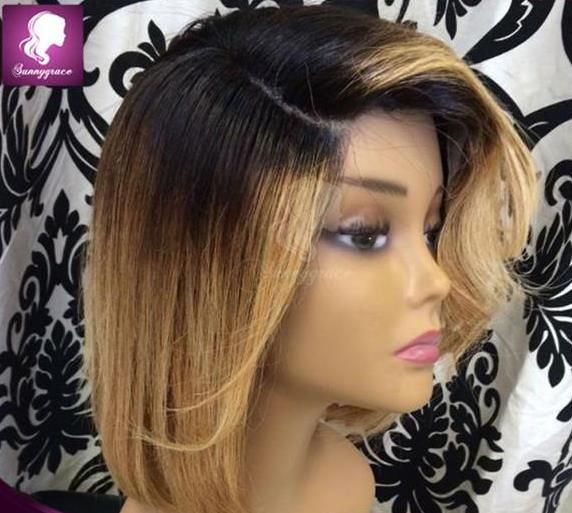 Cheap Two Tone Ombre Lace Bob Wigs Brazilian Hair Lace Front Ombre