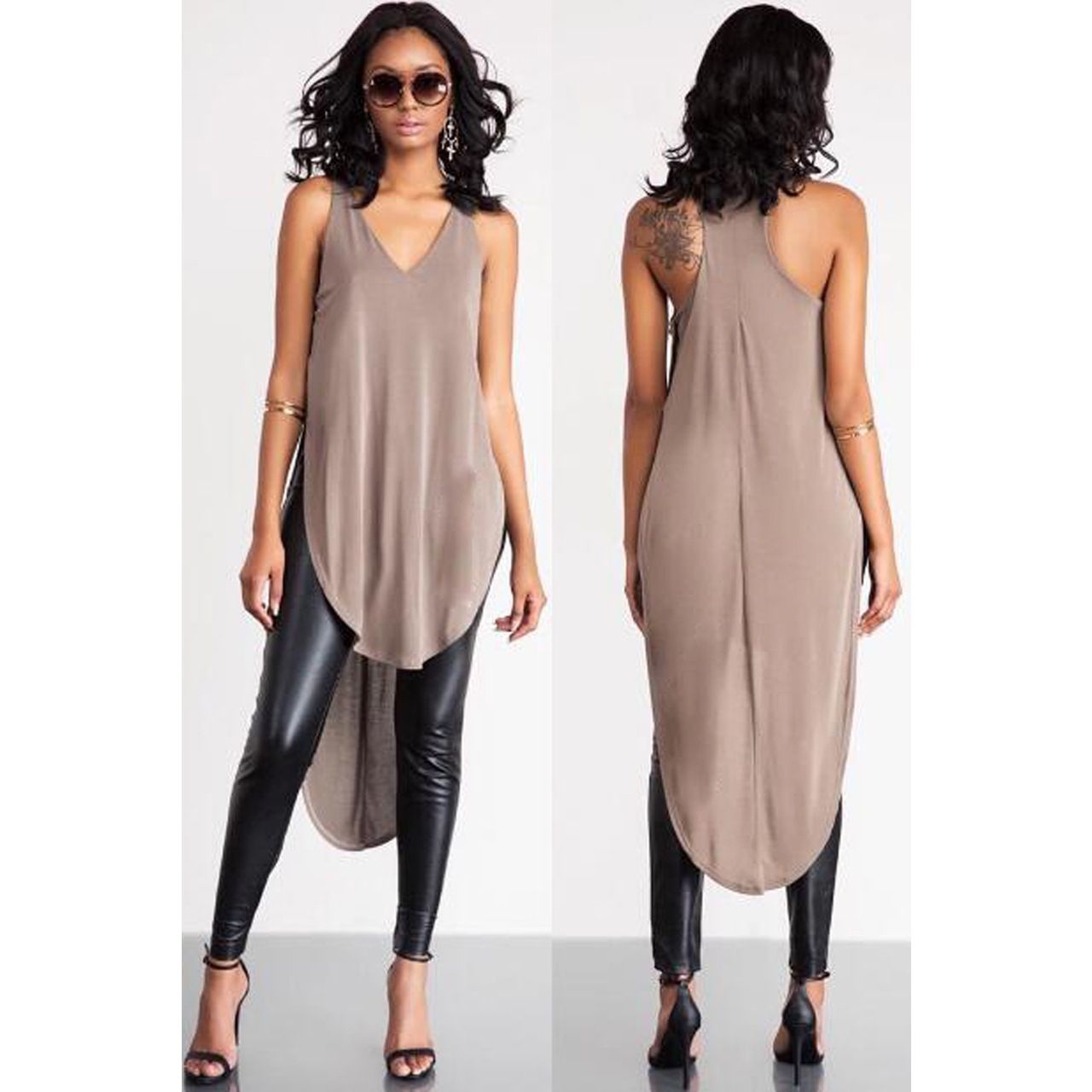 Download New Long Shirt Women Summer Sexy V Neck Wear Khaki Dress ...