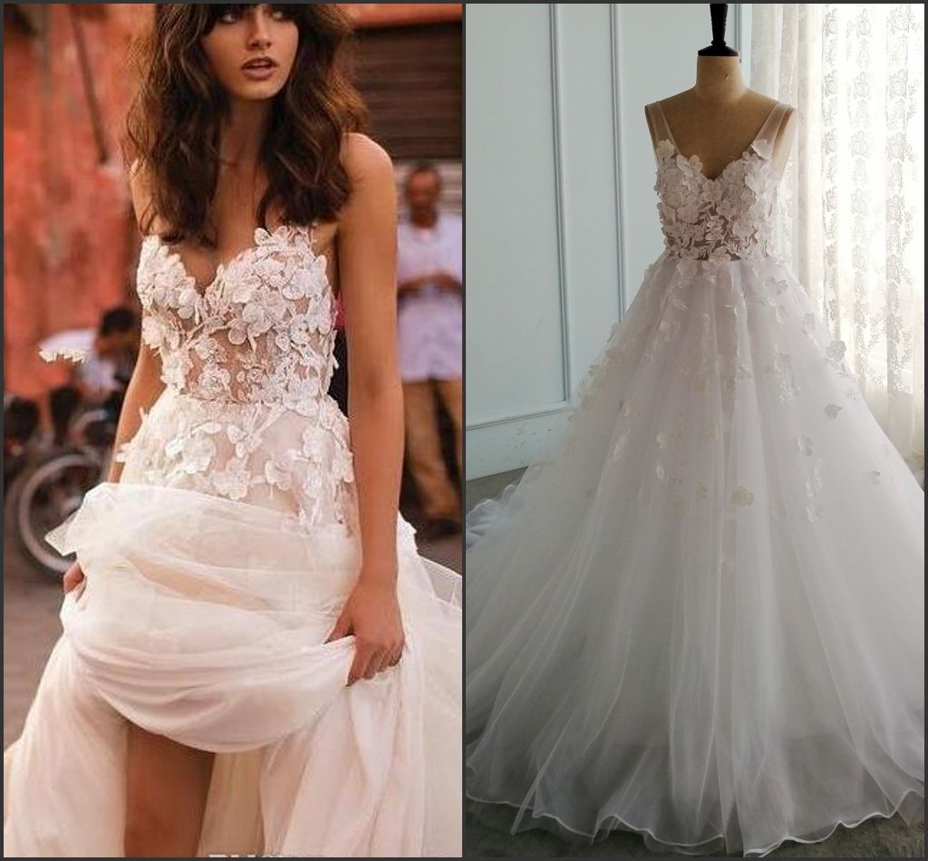 Download Discount2018 Liz Martinez Beach Wedding Dresses 3d Butterfly V Neck Tiered Skirt Backless Plus Size Beach Garden Country Toddler Real Wedding Gowns From Leaderbridals 169 85 Dhgate Com