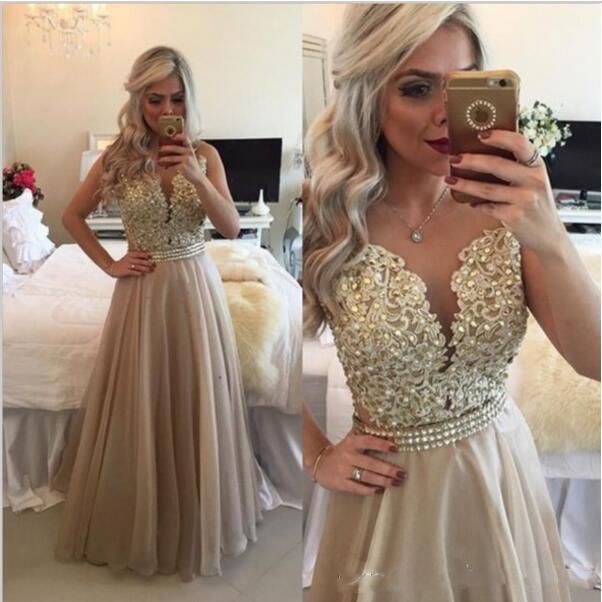 white and champagne prom dress