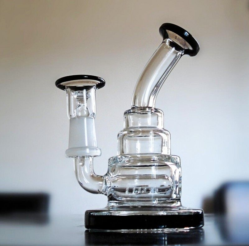 Cheap Mini Glass Bongs Inline Perc Height13cm 14.4 Mm Joint Size Dome Nail Recycle Oil Rigs