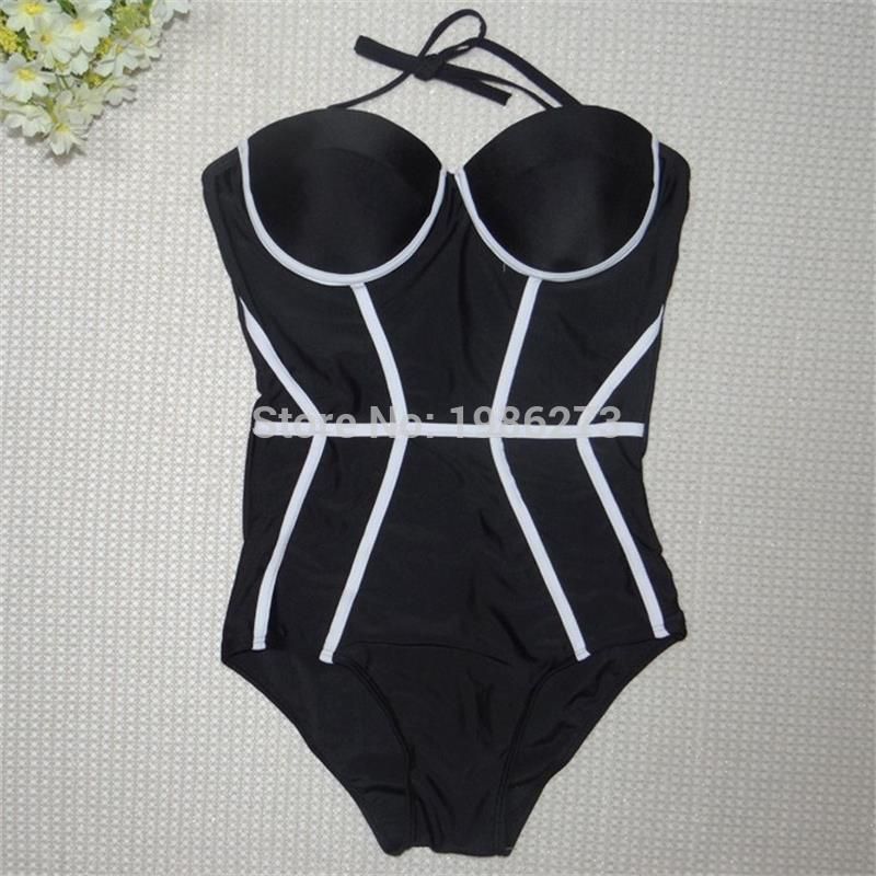 black and white stripe bathing suit