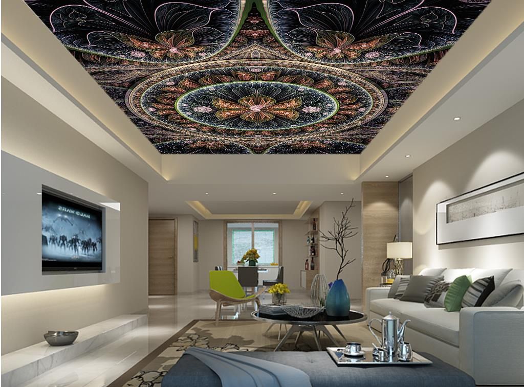 3D-plafond Europese kunst behang slaapkamer bloemen decoratie behang plafond niet-wovens decoratieve schilderijen
