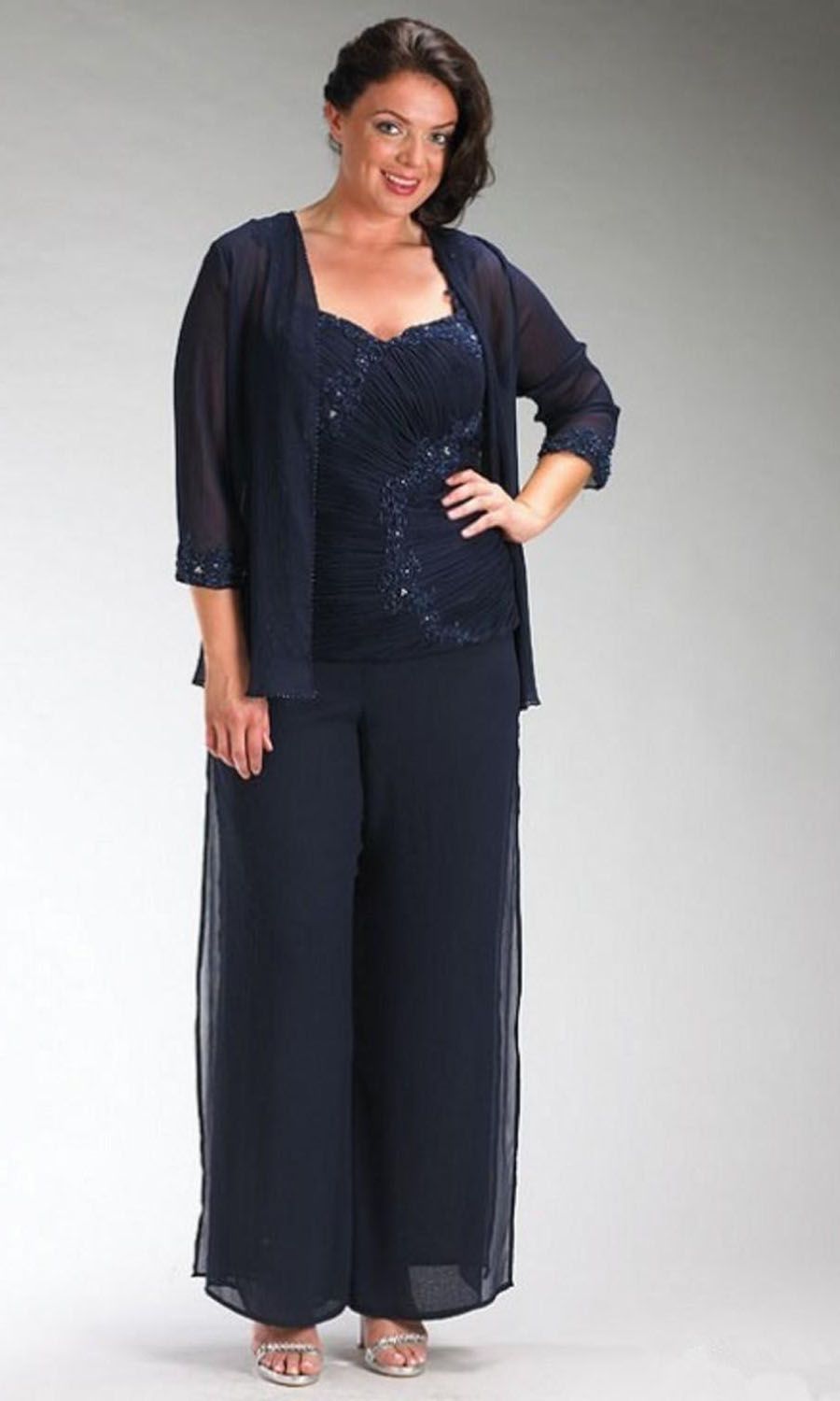 mother of the bride pant suits navy blue