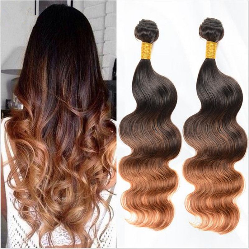 Virgin Peruvian Body Wave Ombre Hair Extensions 3tone 1b 4 30