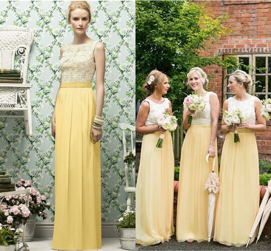 long yellow bridesmaid dresses