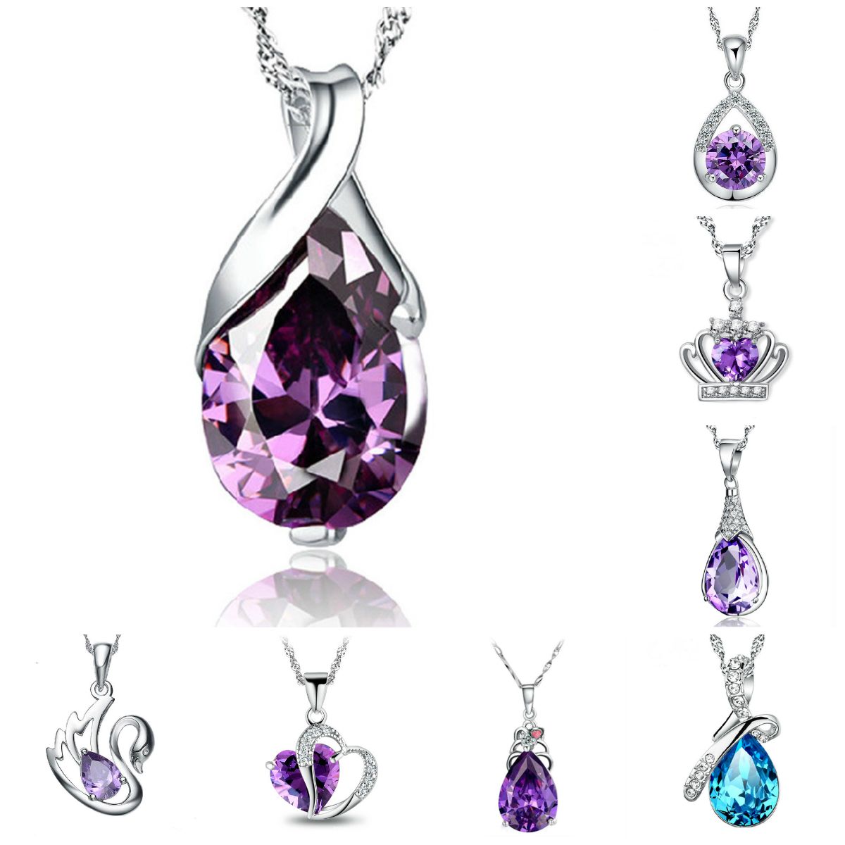 Collares bonitos Colgantes Colgante de Waterdop de personalizado para collar Joyas de amatista Collares de