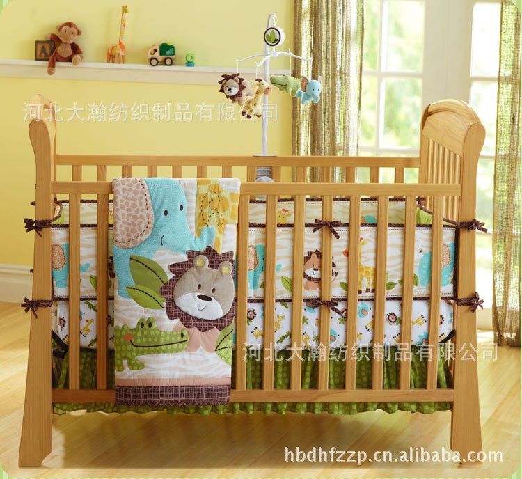 Baby Boy Bedding Set Pure Cotton 3d Embroidery Lion Elephant
