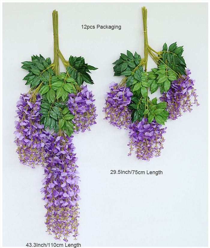 2020 110/75cm Artificial Wisteria Vines Silk Bulk Blue Wisteria
