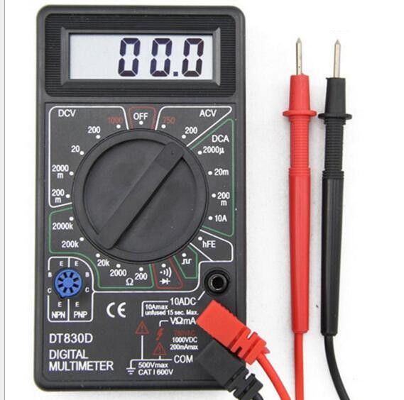 Digital Multimeter with Buzzer Voltage Ampere Meter Test Probe DC AC LCD 