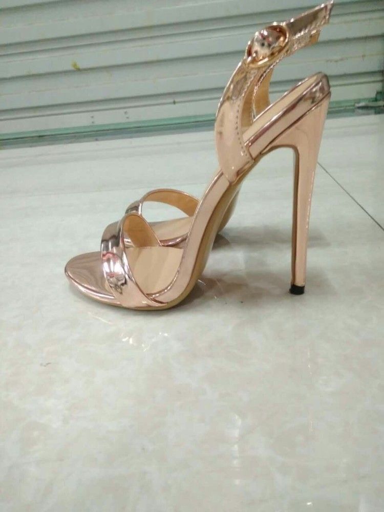 gold leather high heel sandals