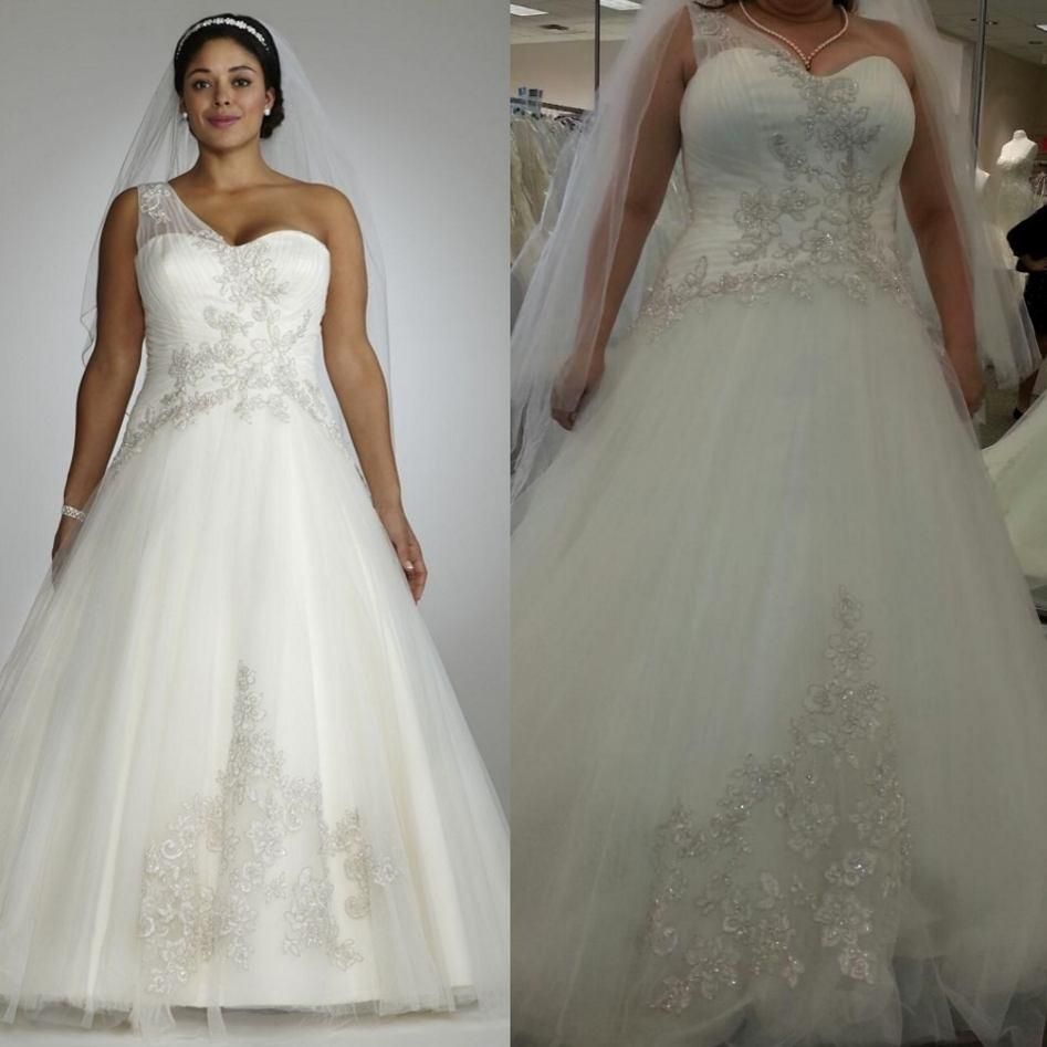 one shoulder wedding dress plus size
