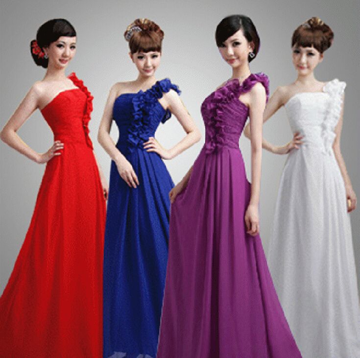 red and purple bridesmaid dresses