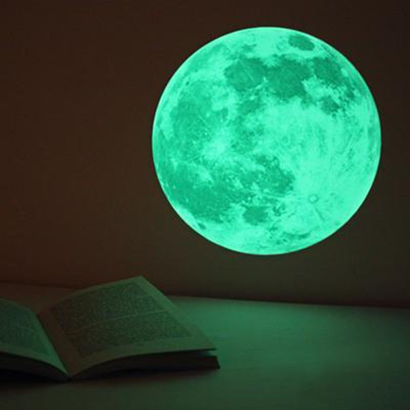 Creative 3D Large Moon Glow In The Dark Fluorescent Wall Sticker Removable Decal
