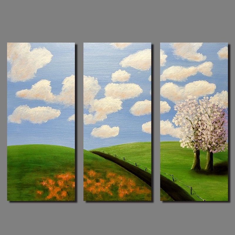 Acheter Colore Campagne Fleur Arbre Decoration Nuages Ciel Wall Art Images Toile Peinture Chambre Denfant Imprimer Decor A La Maison Sans Cadre De 9 47 Du Xiaofang8810 Dhgate Com
