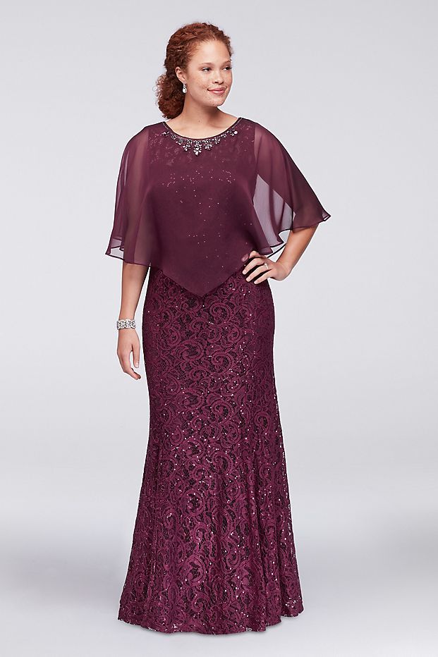 Burgundy Plus Size Lace Formal Dresses 