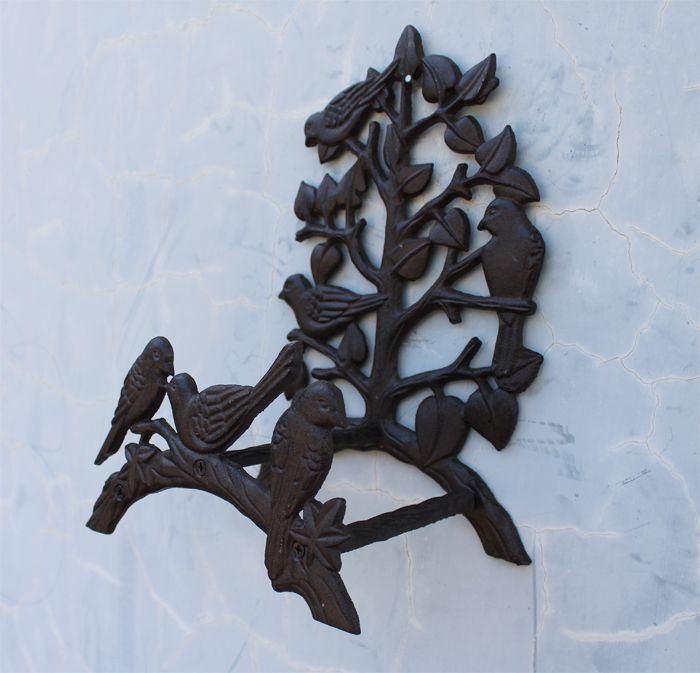 2019 Vintage Cast Iron 6 Birds On Tree Garden Hose Holder Rustic