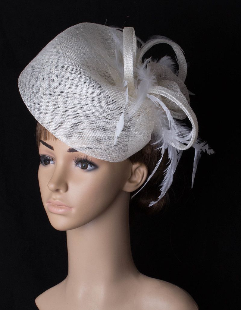 Multiple Colors Big Fascinator Hair Accessories Sinamay Hats For Women