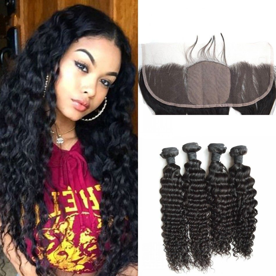 Silk Base Frontal Bundles Unprocessed Malaysian Curly Hair With
