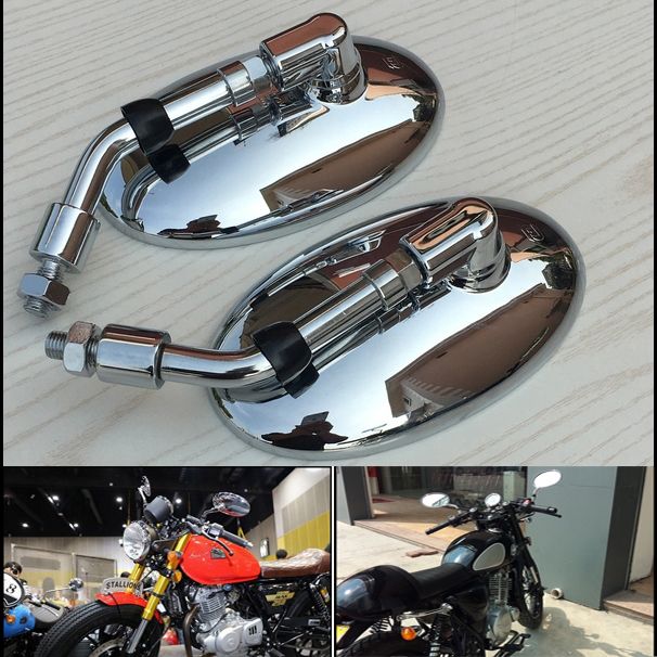 Qwldmj Viti da 8//10 mm Specchietto retrovisore per Moto Specchietto retrovisore Rotondo Retro Old School Modificato Moto Cafe Racer Specchietti retrovisori