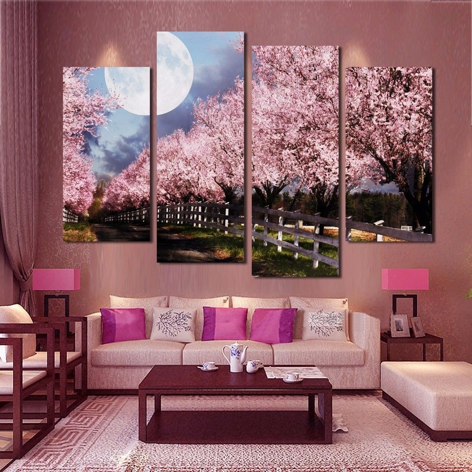 2021 Modern Pink Beautiful Flowers Canvas Decoracion Pictures The Cherry Blossom Paintings Wall Art Home Decor No Frame From Ddartoilpainting 38 33 Dhgate Com