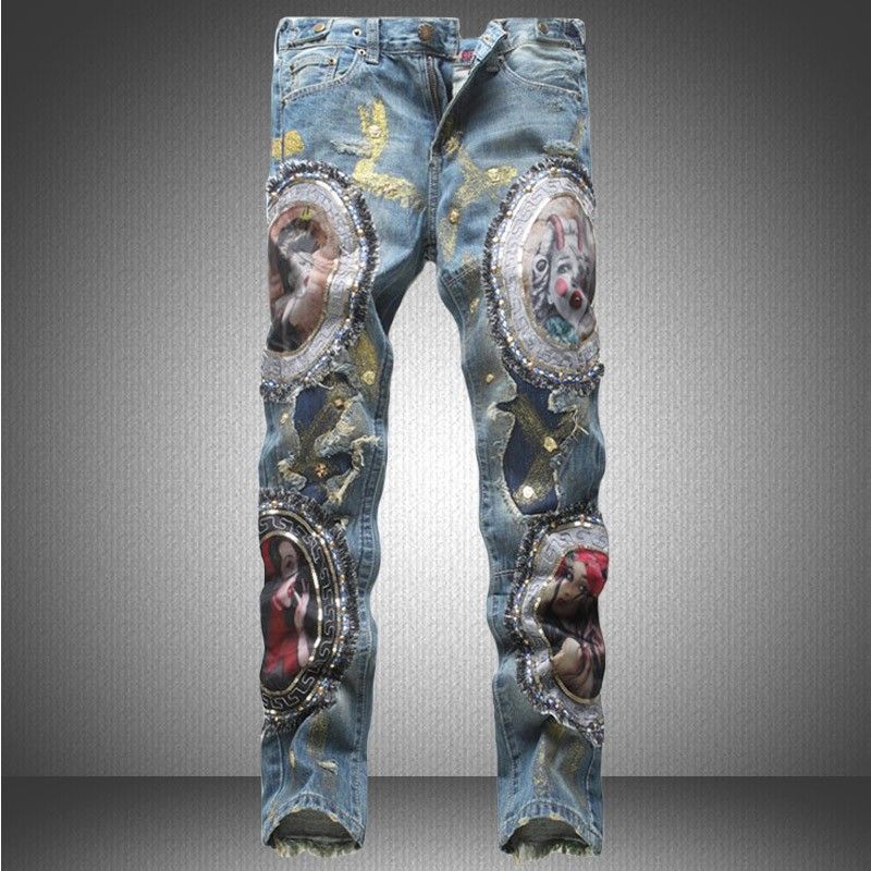 Compra De Diseño Colorido Pantalones De Ciclista Para El Hombre Los Hombres  De La Moda Del Hip Hop Imprimen Los Pantalones Flacos Famosos De La Marca  Ocasional Pantalones Harén Hombres Vaqueros Hombre