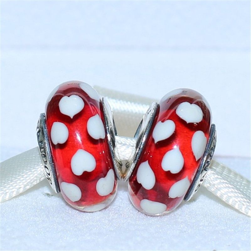 Popular 925 Sterling Silver Blue Flower Pattern Murano Glass Thread Beads Charms