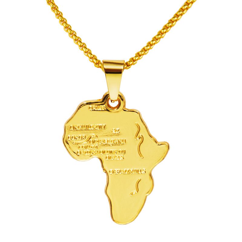 Mens Africa Map Jewelry18K Gold Plated NecklaceAfrican Pendant Chain UK