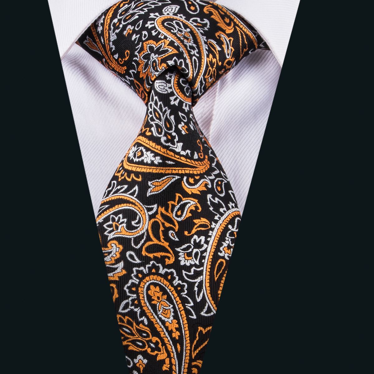 Mens Paisley Jacquard Silk Tie Set Cufflinks and Handkerchief Wedding Amazing