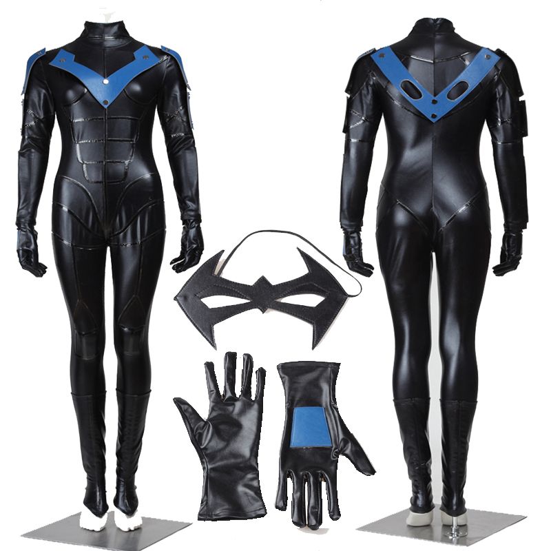 Young Justice Nightwing Cosplay Costume Black Jumpsuit Men Party Outfit In Stock