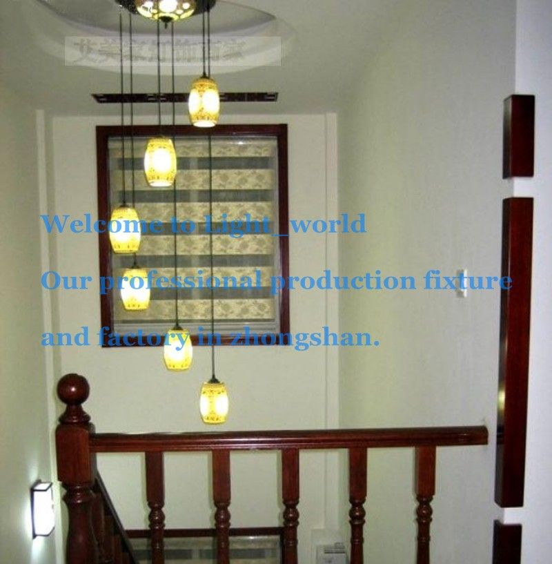 chinese style lamp pendant light ceramic stair pendant light rotary
