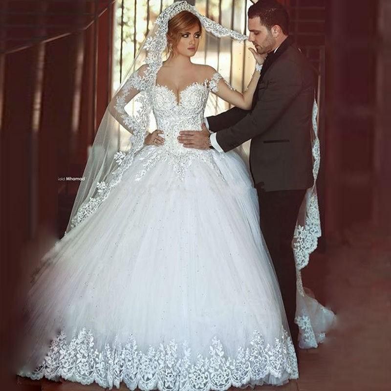 2016 Arabic Bridal Veils Wedding Hair Accessories White Ivory Long