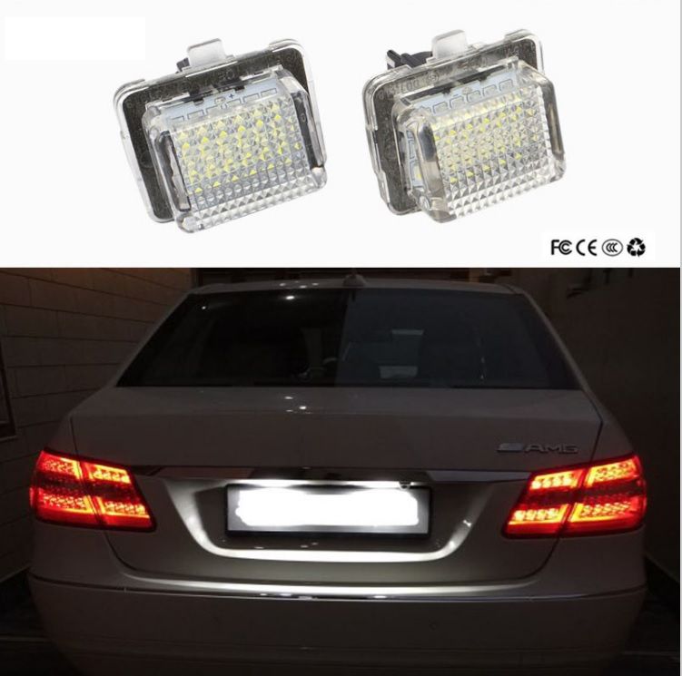 2pcs Car License Plate Light for Mercedes-benz C E S CL Class Error Free 3W 18 Led White Rear License Tag Lights Rear Number Plate Lamp Direct Replacement 