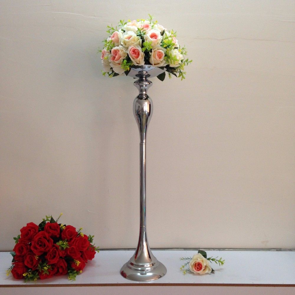 Tall And Large Best Quality Silver Trumpet Shape Vase For Wedding