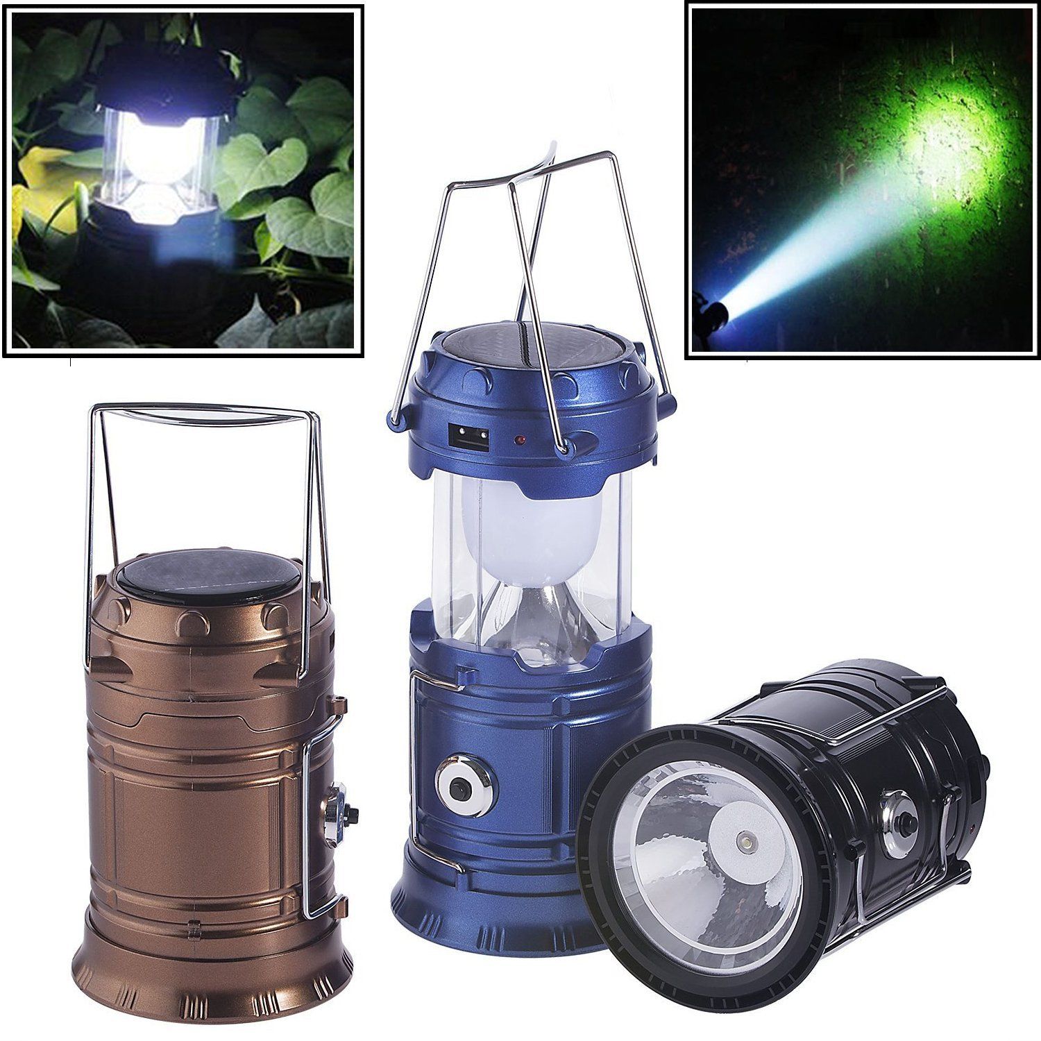 New Outdoor Collapsible Solar Lanterns Camping Lantern Flashlight