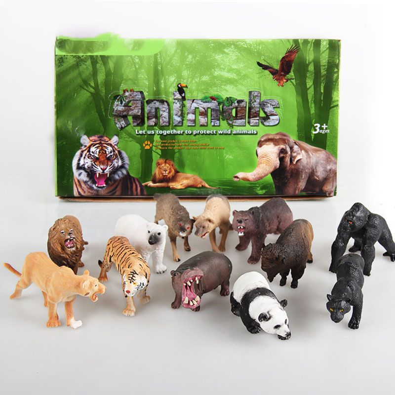 12 Pc/lot Jungle Simulation Wild Animals Toy Figures Panda Gorilla Hippo Leopard Tiger Lion Giraff for Children Gift WX249 12 Pc/lot Jungle Simulation Wild Animals Toy Figures Panda Gorilla Hippo Leopard Tiger Lion Giraff for Children Gift WX249