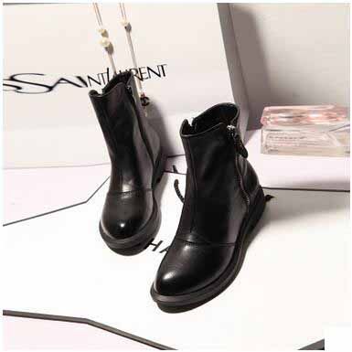 round toe leather booties