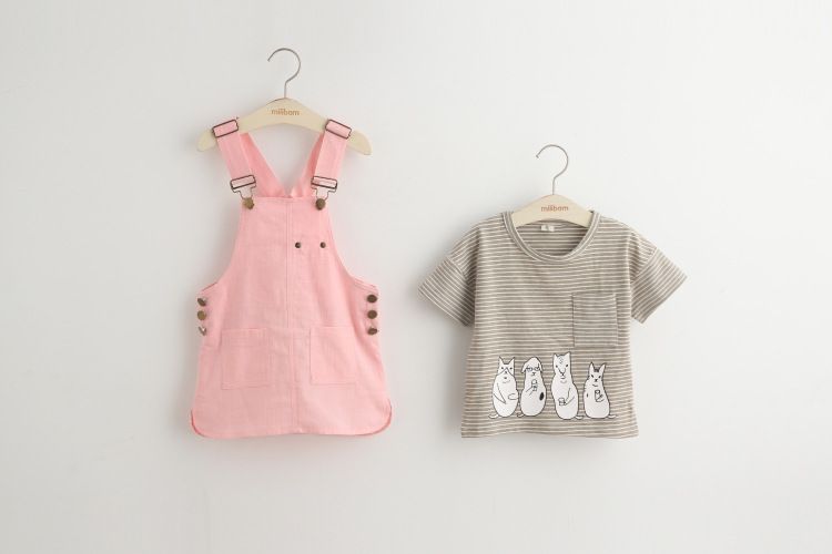 Best Quality Girls Clothing Set T Shirt Suspender Skirt Summer Denim Clothes Kids Garment