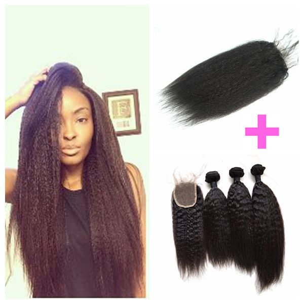 Brazilian Kinky Straight Hair 8 30inch Natural Black Coarse Yaki